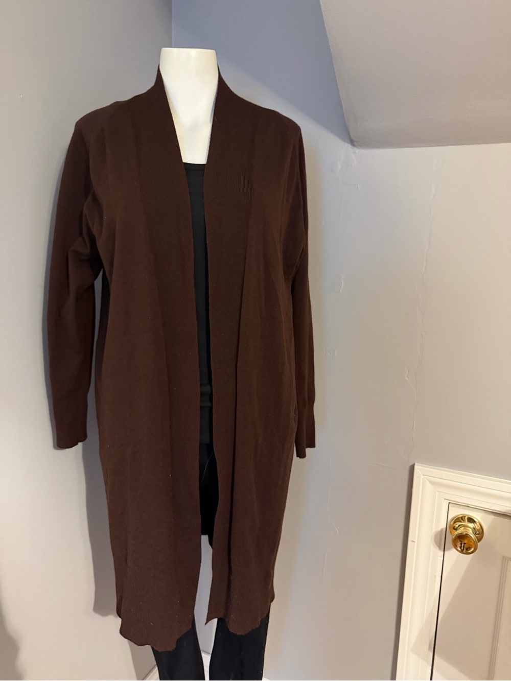 a new day Dark Brown Open-Front Long Cardigan